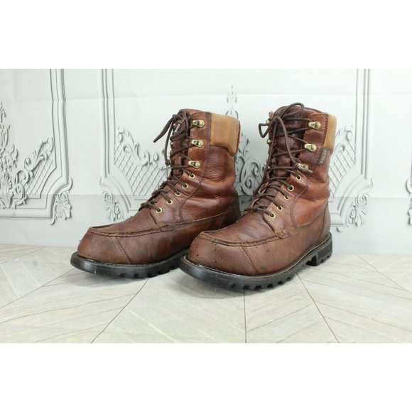 LL Bean Kangaroo Brown Leather Vibram Mid Upland Hunting Boots Size 11 M - Picture 2 of 9